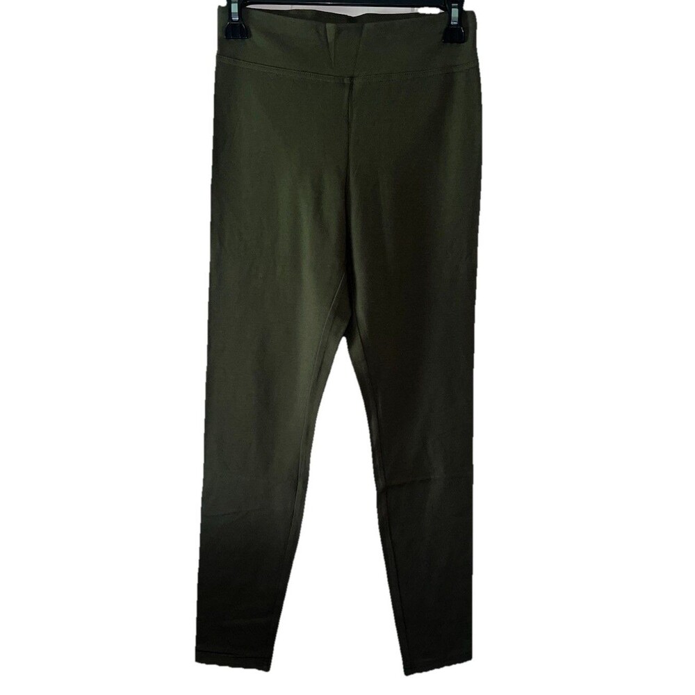 HUE Women’s Blackout Cotton Leggings Size Small Army Green